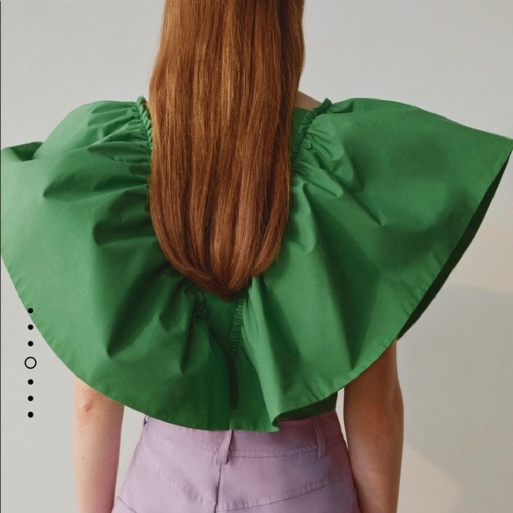 Zara Ruffle Poplin Crop Top - Picture 5 of 14